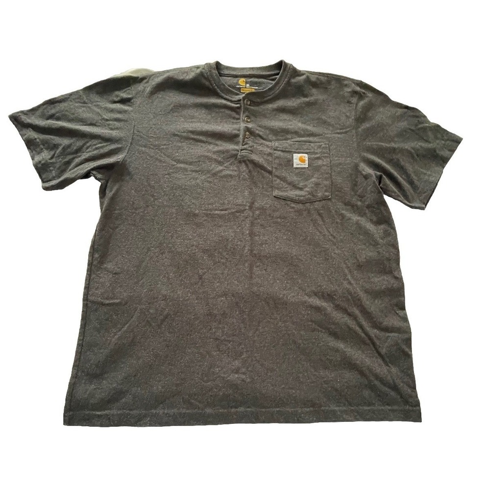 Carhartt Men's Gray T-Shirt Short Sleeve 1/4 Button Pocket Size‎ X-LARGE